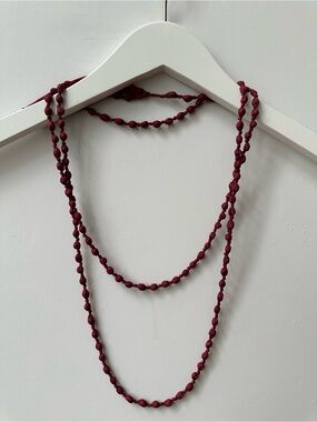 EILEEN FISHER - Silk Wrapped Knotted Beaded Necklace - Crimson Red